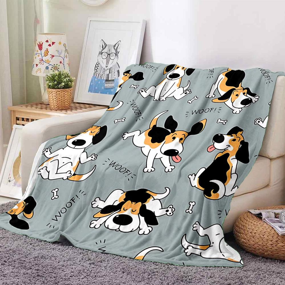 1pc Dogs Woof Blanket, Lightweight Flannel Throw Blanket for Sofa, Bed, Travel, Camping, Living Room, Office, Couch, Chair, and Bed