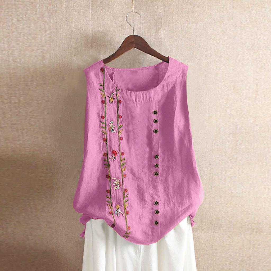 Damen Sommer Mode Rundhals Weste Ärmellos Urlaub Lässig Locker Basic Hemd Top