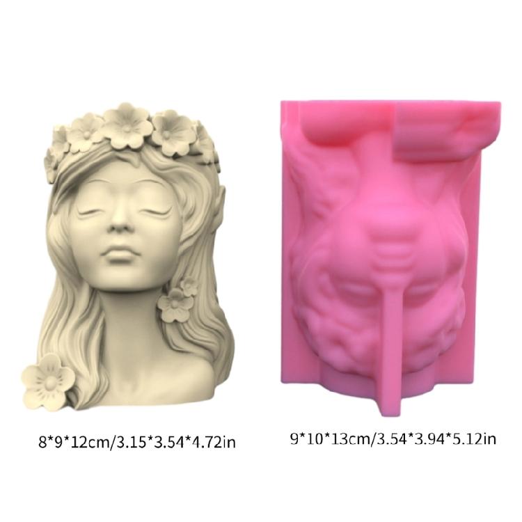 Wreath Girls Pen Holder Pot Silicone Mold Epoxy Resin Mold Table Ornament Mold
