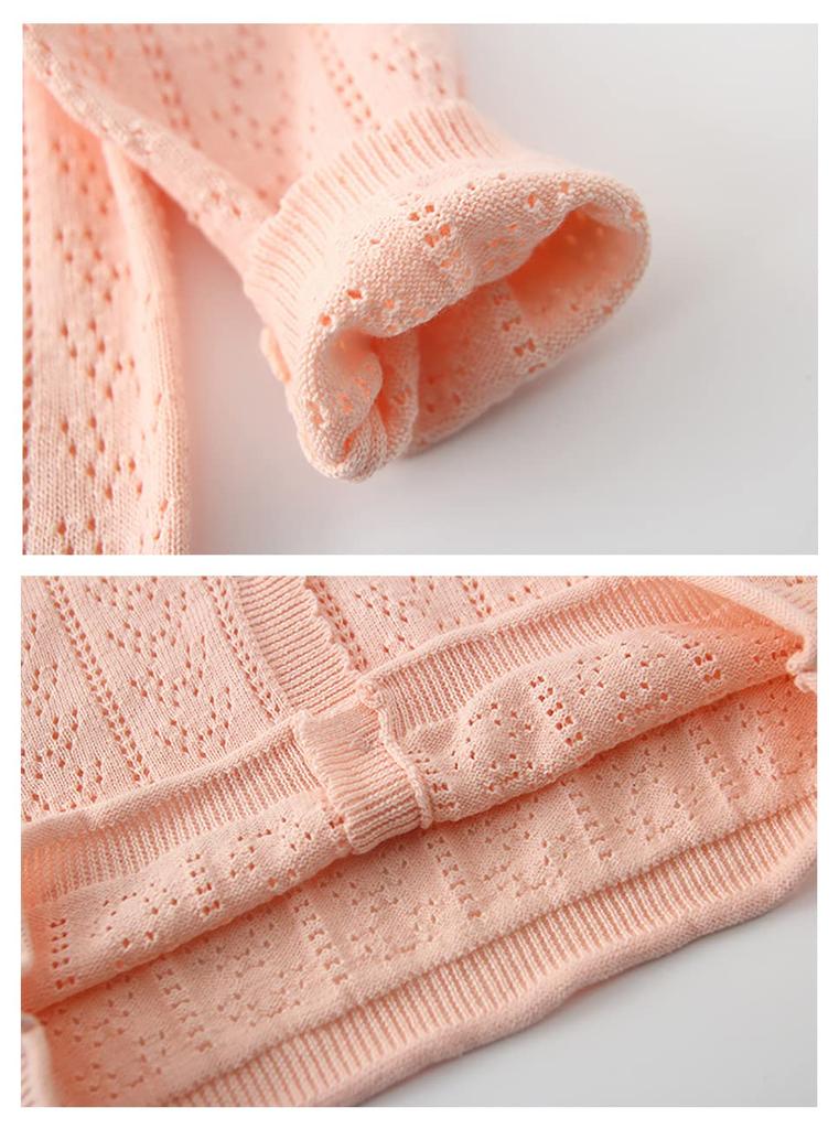 YuWan Long Sleeve Open for Toddlers and Suitable for Kindergarten and Air Conditioning and Pink Girls' Cardigan, Top, Kids' Outerwear, Front,