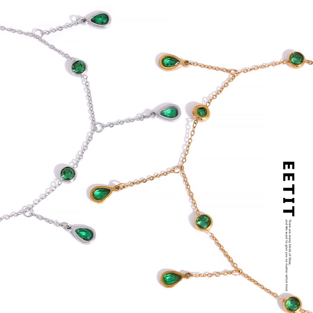 

Eetit ожерелье-цепочка на ключицу зеленого цвета из нержавеющей стали с кубическим цирконием для женщин