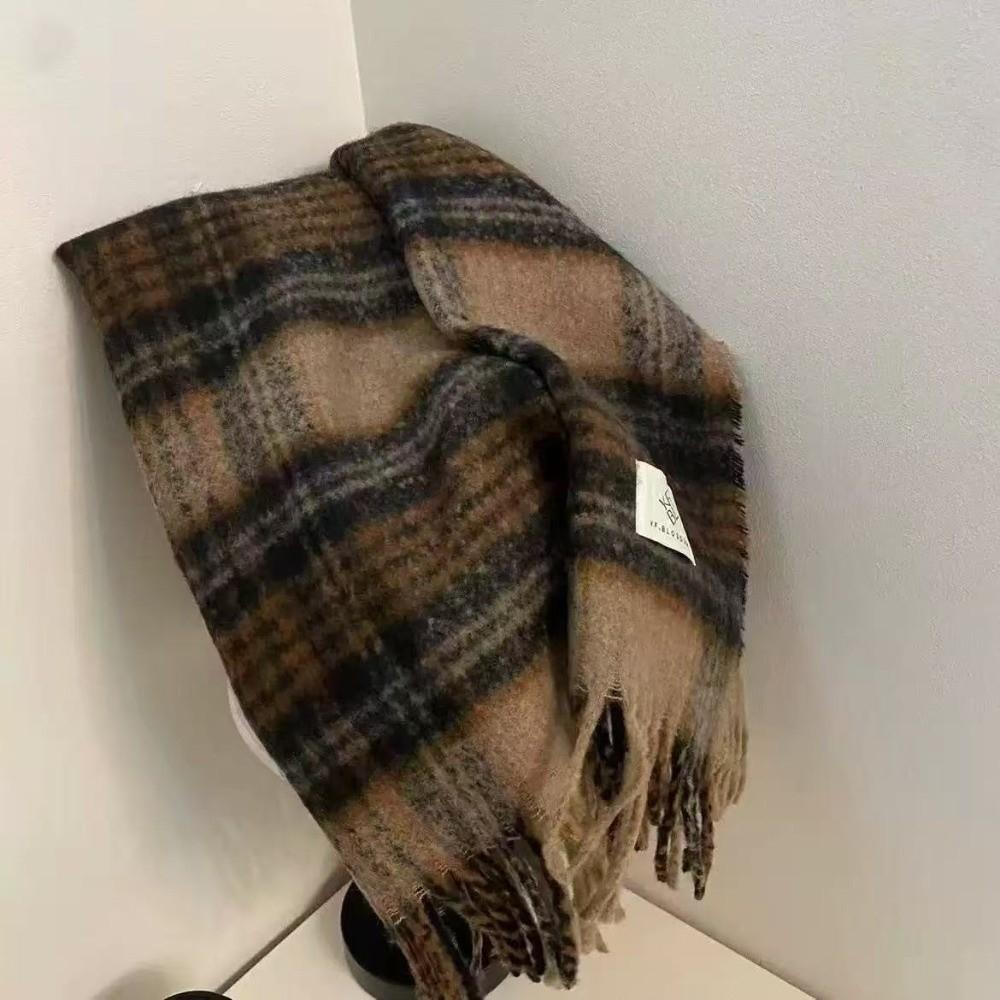 Long Tassel Winter Scarf Thicken Striped Wraps Fashion Large Shawl Women
