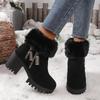 Fluffy Fur High Heel Ankle Boots with Platform Women 2025 Winter Thick Bottom Furry Snow Boots Warm Short Plush Woman's Shoes