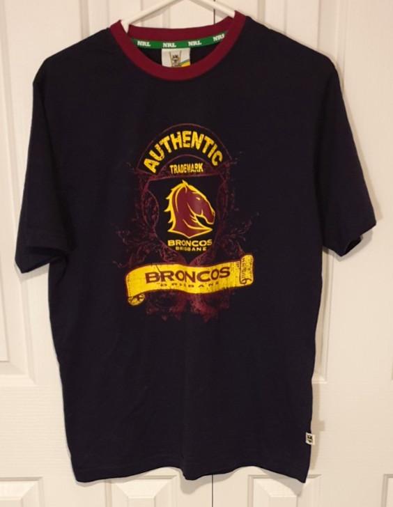 BRISBANE BRONCOS Authentic Trademark NRL Rugby League TShirt Blue Size Medium Unisex T-Shirt XL
