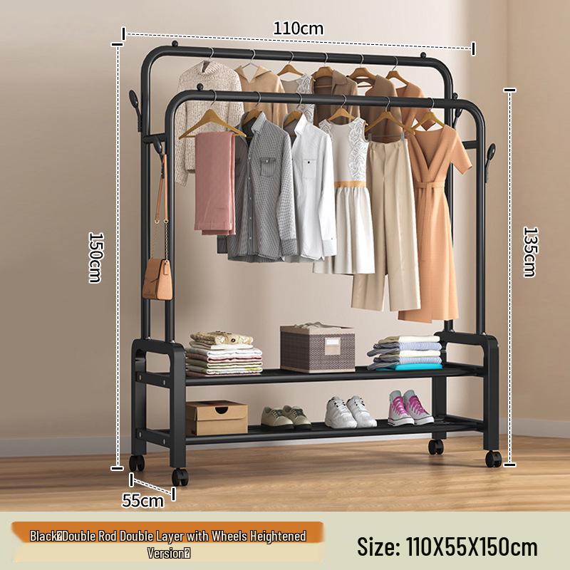 Floor-Standing Indoor Clothes Drying Rack and Coat/Hat Rack for Bedrooms and Dorms.