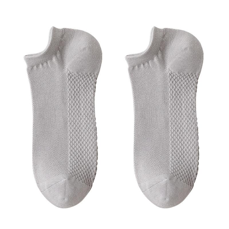 5 Pairs Boat Socks Men's Summer Invisible Socks Deodorant Absorbent Low Top Shallow Mesh Socks Non-slip Heel Socks