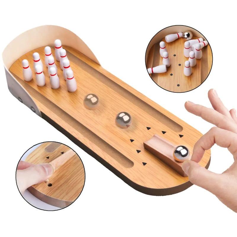 Tafelblad Mini Bowling Spel Houten Bord Arcade Schieten Kantoor Bureau Stressverlichting Vingerspeelgoed Leuke Cadeaus voor Mannen Vrouwen Kinderen