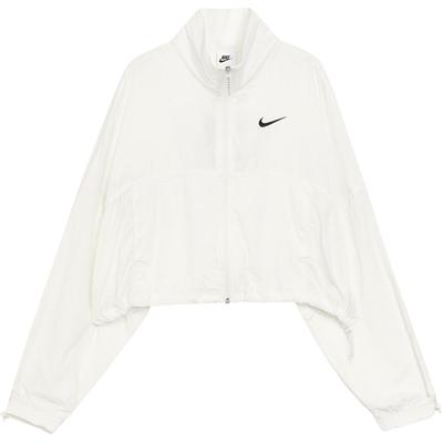 Sportswear Woven Logo Print Stand Collar Zip Breathable Short Sleeve Jacket Women Jackets Sail-White HM4629133