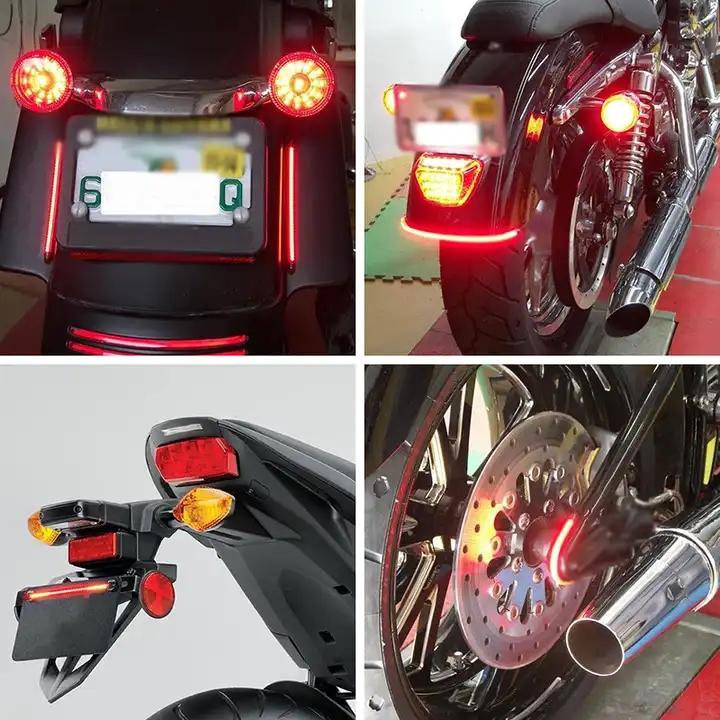 Flexible 48 LED Motorcycle Light Bar Strip Tail Turn Signal Tail Rear Brake Stop Bulb Lamp Brake Light SMD Dual Color