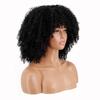 MISS WIG African Descent Lady Short Curly Hair Wig with Bangs African Synthetic High Temperature Fiber Wig Black Cosplay Party Daily Wig