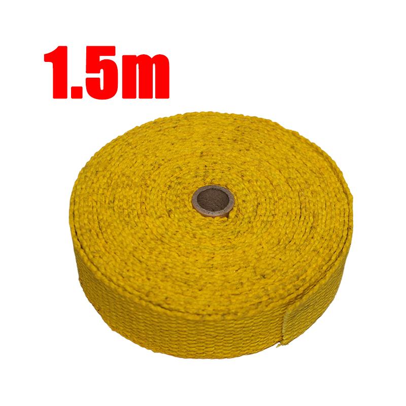 1.5m Motorcycle Exhaust Pipe Wrap Insulation Glass Fiber Tape Auto Insulation Heat Wrapped Tape 900-1200 Degrees Temperature