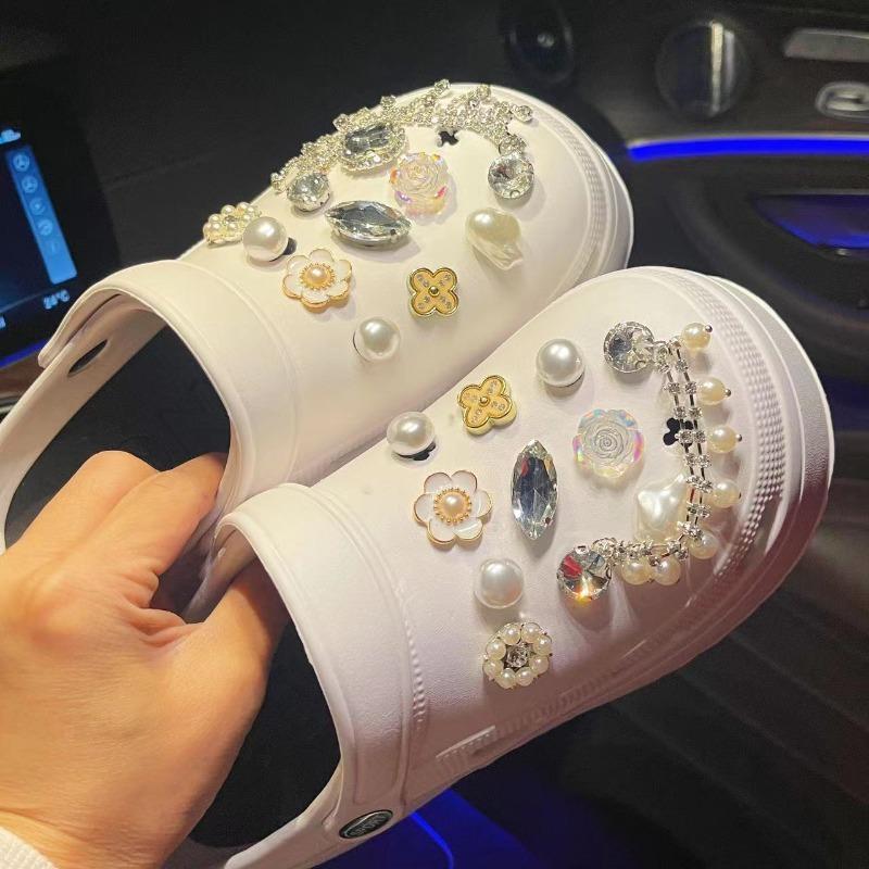 20PCS Shoe Charm for Crocs DIY Shiny rhinestone chain Shoe Decoration Buckle for Croc Charms Hole Shoes Accessories