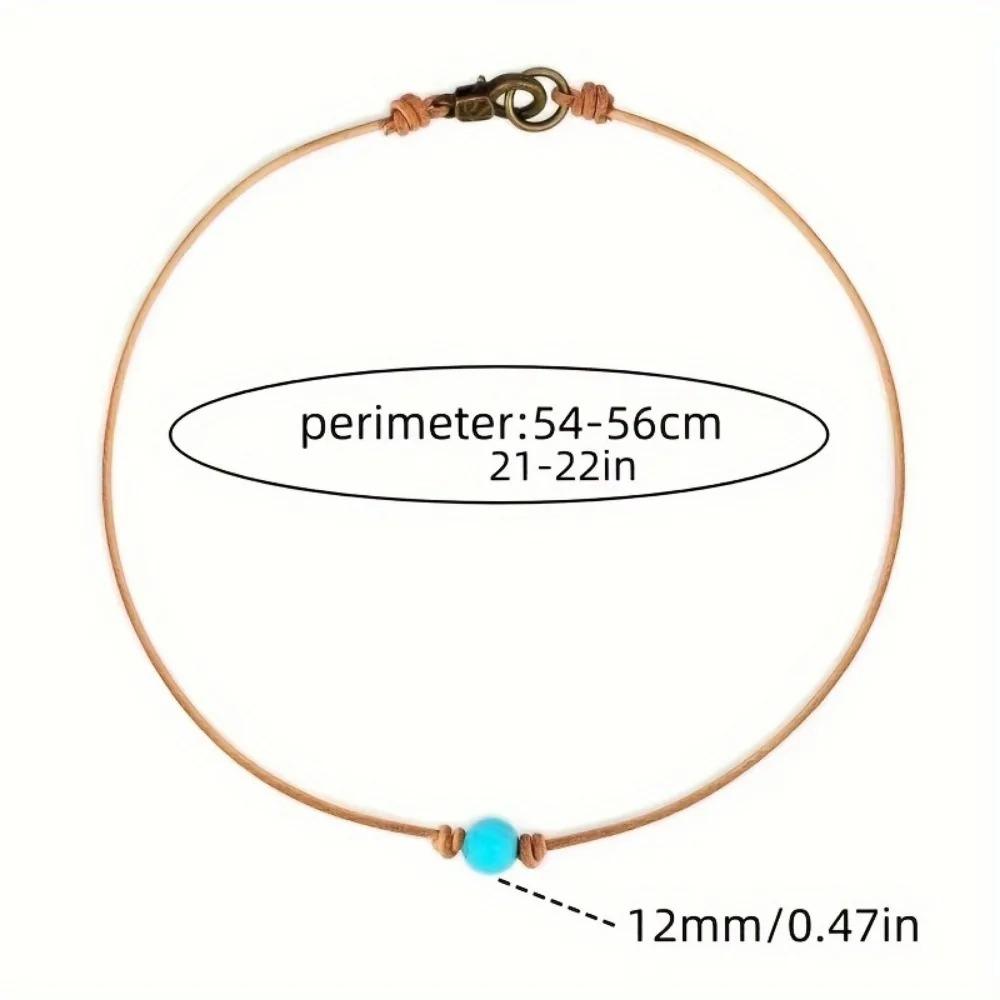 Fashionable Retro Turquoise Beaded Short Neck Fitting Women's Necklace, Versatile for Daily Use