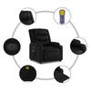 Vidaxl Reclining Lift Chair with Massage, Electric, Black