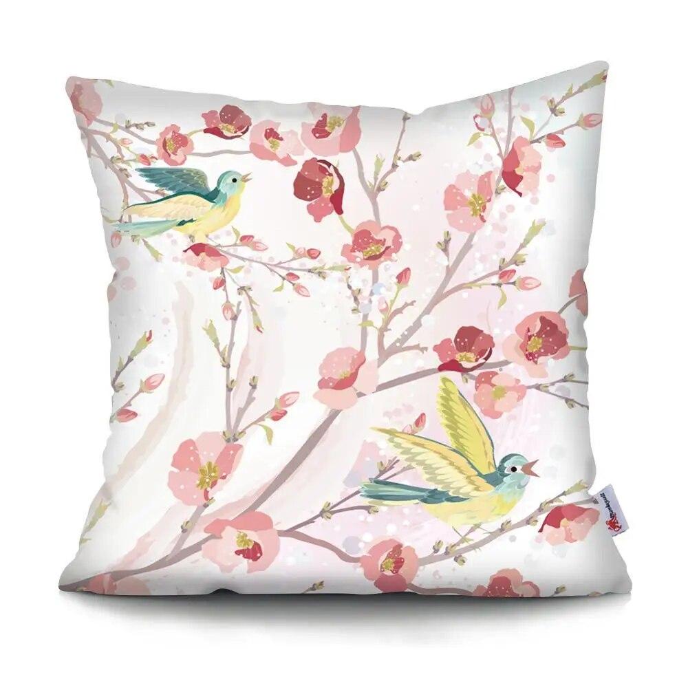 45X45CM Flowers and Birds Series Pillow Living Room Sofa Car Office Waist Cushion  Cover  Bed Home Decoration