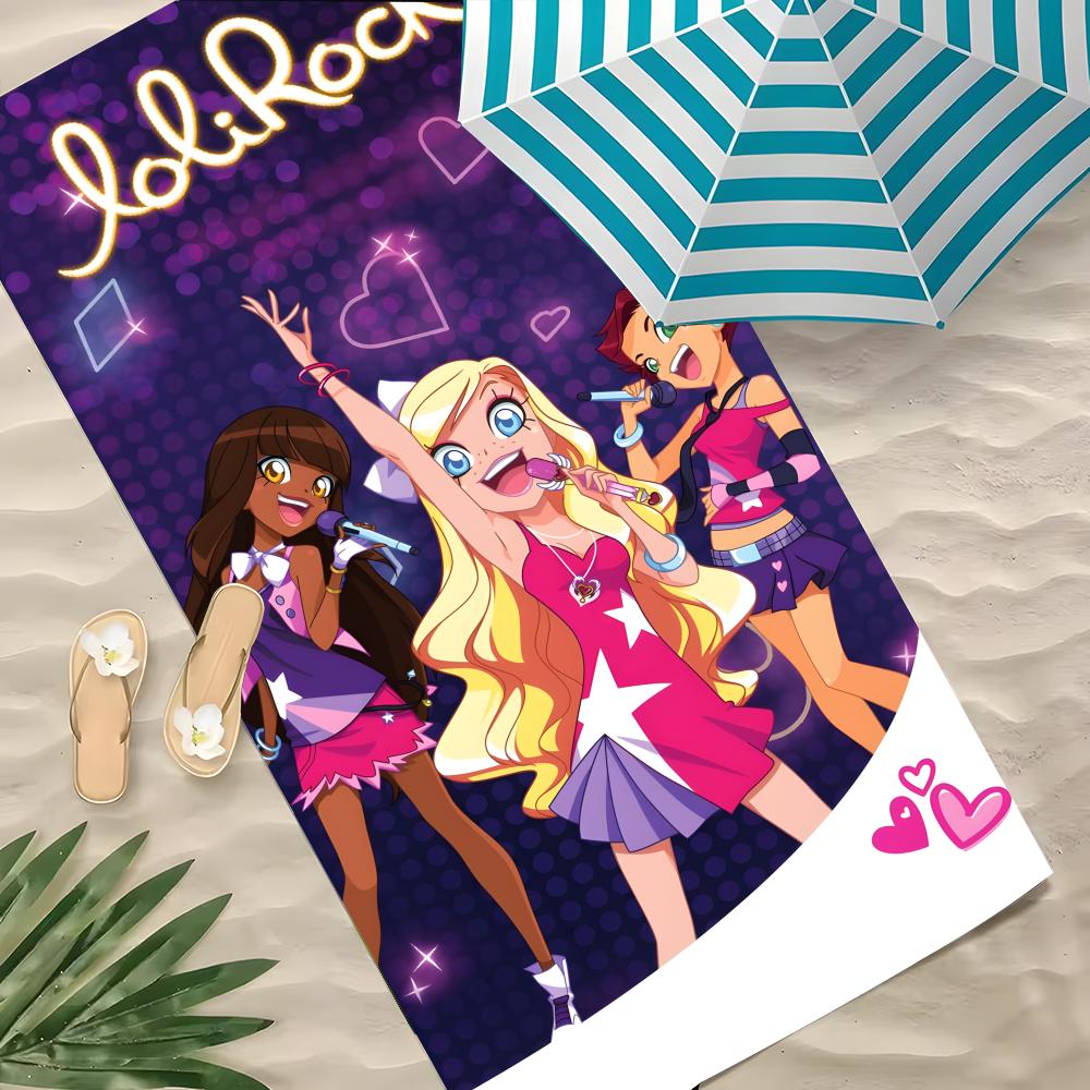 Anime LoliRock Towel Polyester Beach Towel Quick Dry Sand Free Bath Towel for Summer Pool Travel Vacation