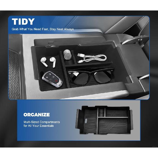 GZSH Center Console Organizer Compatible With 2025 2026 GMC Terrain (Elevation/AT4/Denali) |Easy To Tall| |Add Extra Space| Armrest Storage Box