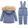 Winter Daunenjacken Set für Kinder Kleinkinder Jungen und Mädchen , 90% Weiße Entendaunen, Warmer Winddichter Schneeanzug mit Kapuze und Hose, 1–6 Jahre