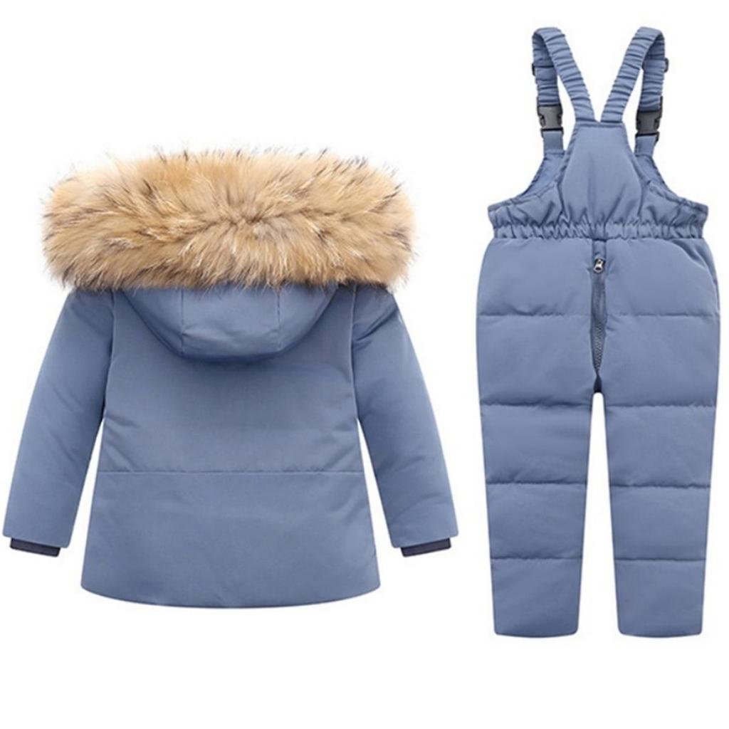 Winter Daunenjacken Set für Kinder Kleinkinder Jungen und Mädchen , 90% Weiße Entendaunen, Warmer Winddichter Schneeanzug mit Kapuze und Hose, 1–6 Jahre