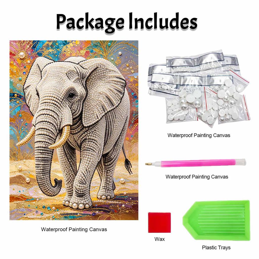 Elegant Elephant Pearl Kit DIY 5D Rhinestone Art Craft for Adults Home Party Decoration Handmade Gift