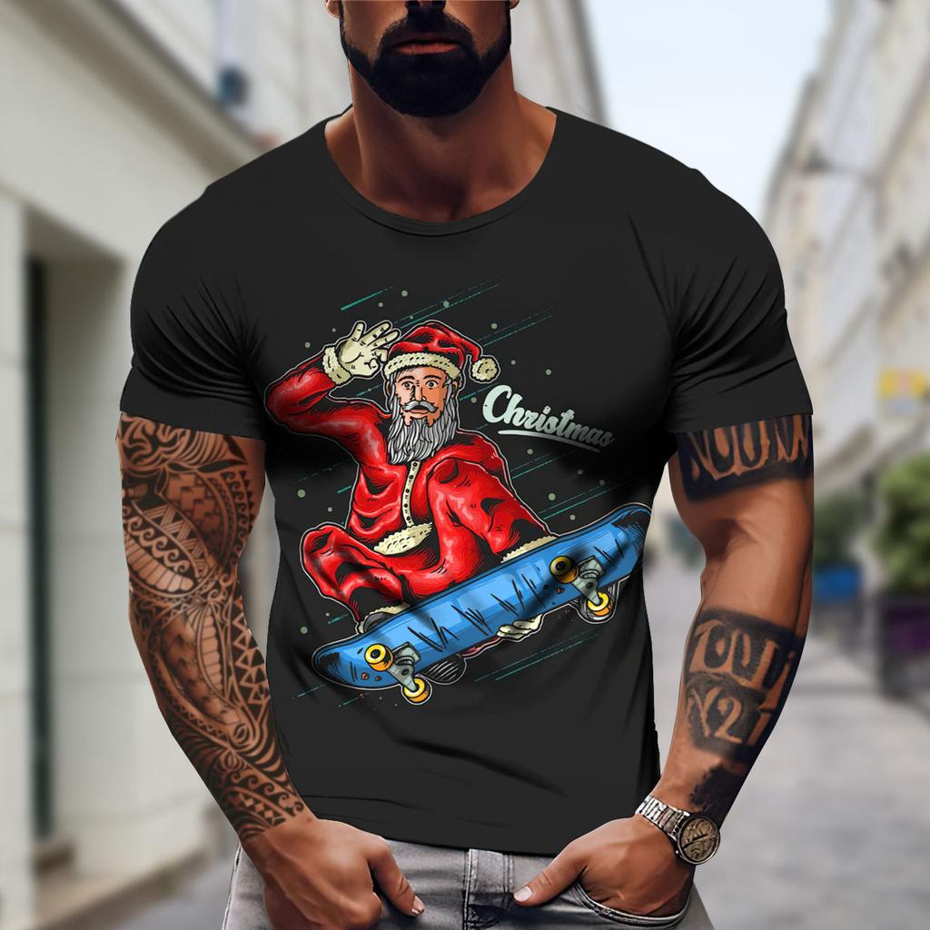 Santa Claus Short Sleeved Summer Men's Pattern T-shirt 3D Printed T-shirt