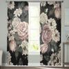 Plant Flowers Green Leaves Tulle Sheer Window Curtains for Living Room Kitchen Children Bedroom Voile Hanging Curtain