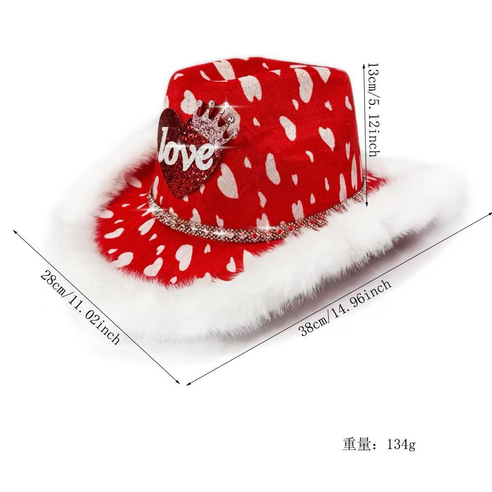 Valentine S Day Cowboy Hat Eye-Catching Red Heart Cowboy Hat Western Cowboy Cap Fashionable For Valentine S Day Birthday Parties красный