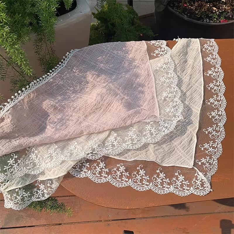 French Ribbon Lace Triangle Headband Women Flower Vintage Sunscreen Rustic Decorative Headband Girls Headwear