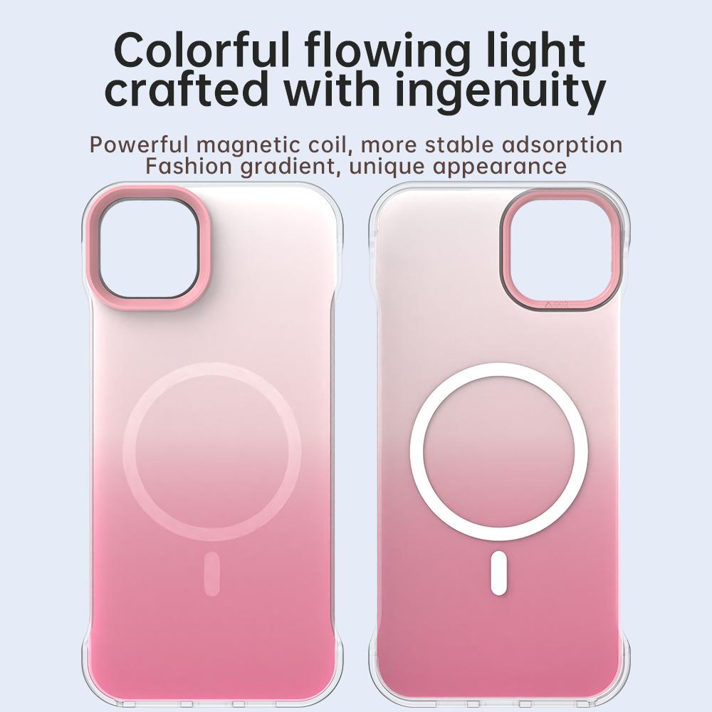 For iPhone 14/13 Magnetic Case Gradient Design Borderless IMD TPU+PC+PET Phone Cover