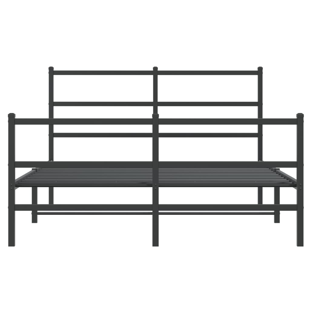 Vidaxl Metalowa Rama Łóżka Z Wezgłowiem I Zanóżkiem, Czarna, 135X190Cm
