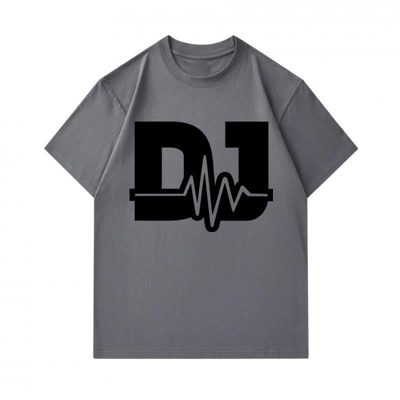 Men's 100% Cotton Crew Neck Short Sleeve T-Shirt, Casual DJ Sound Wave Graphic Printed Breathable Soft Summer Tee for Daily Wear and Music Enthusiasts