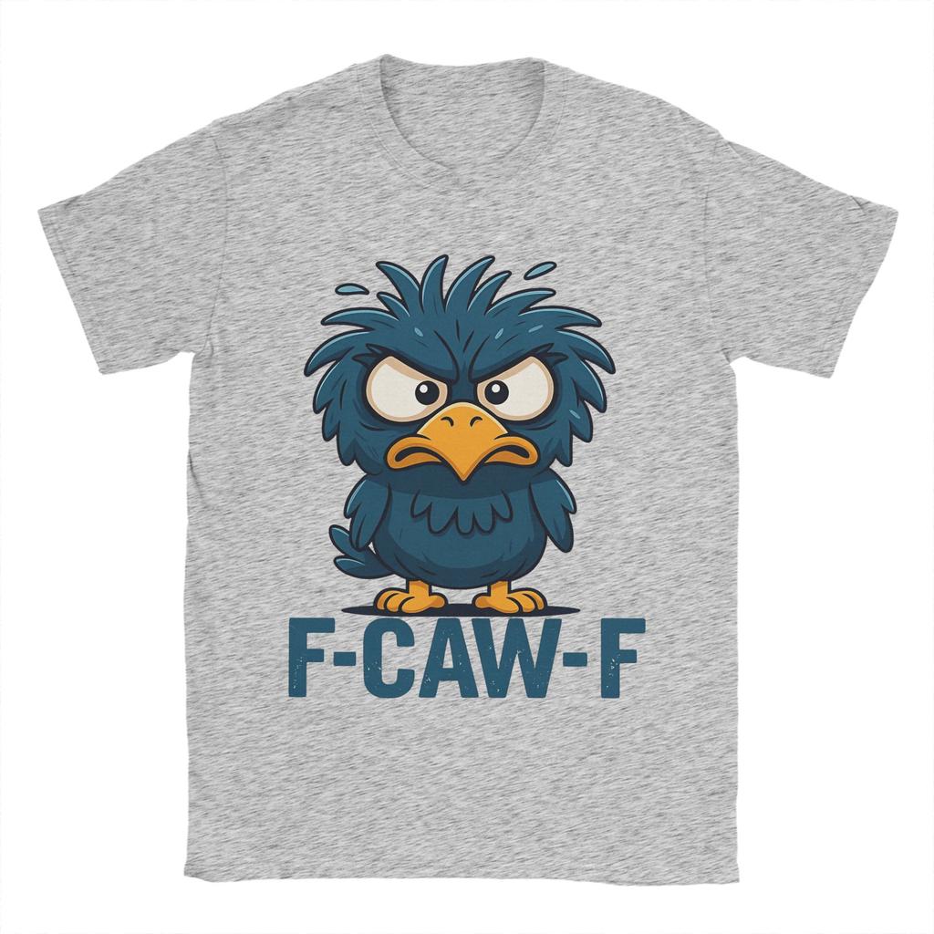 F-Caw-F Angry Bird Meme Funny Men T Shirts Vintage Tee Shirt Short Sleeve Crew Neck T-Shirts Pure Cotton Graphic Printed Tops