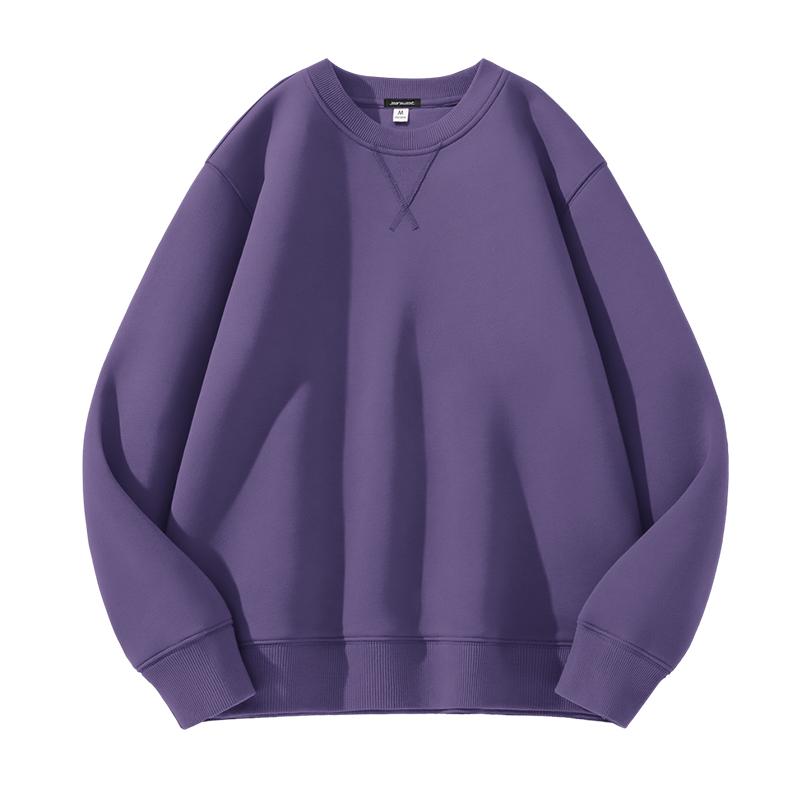 JR Zhenweisi Men's Purple Round Neck Long Sleeve Sweatshirt: Early Autumn Cotton-Feel, Loose Fit, Unisex Style