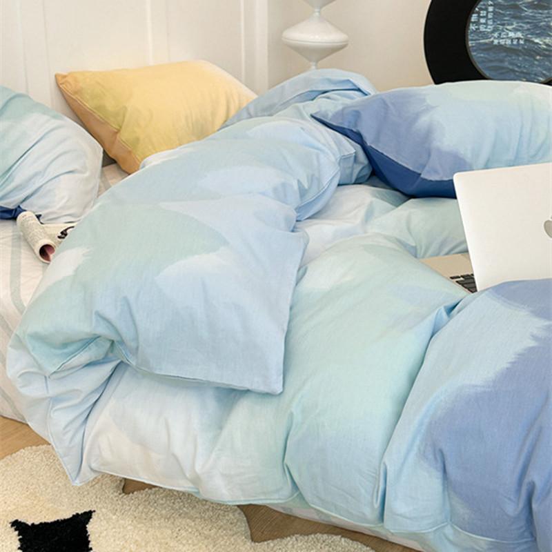 

Gentle Morandi gradient color washed cotton bed sheet four-piece set solid color quilt cover three-piece set quilt cover 1.2mbed(150x200cm)3pcs