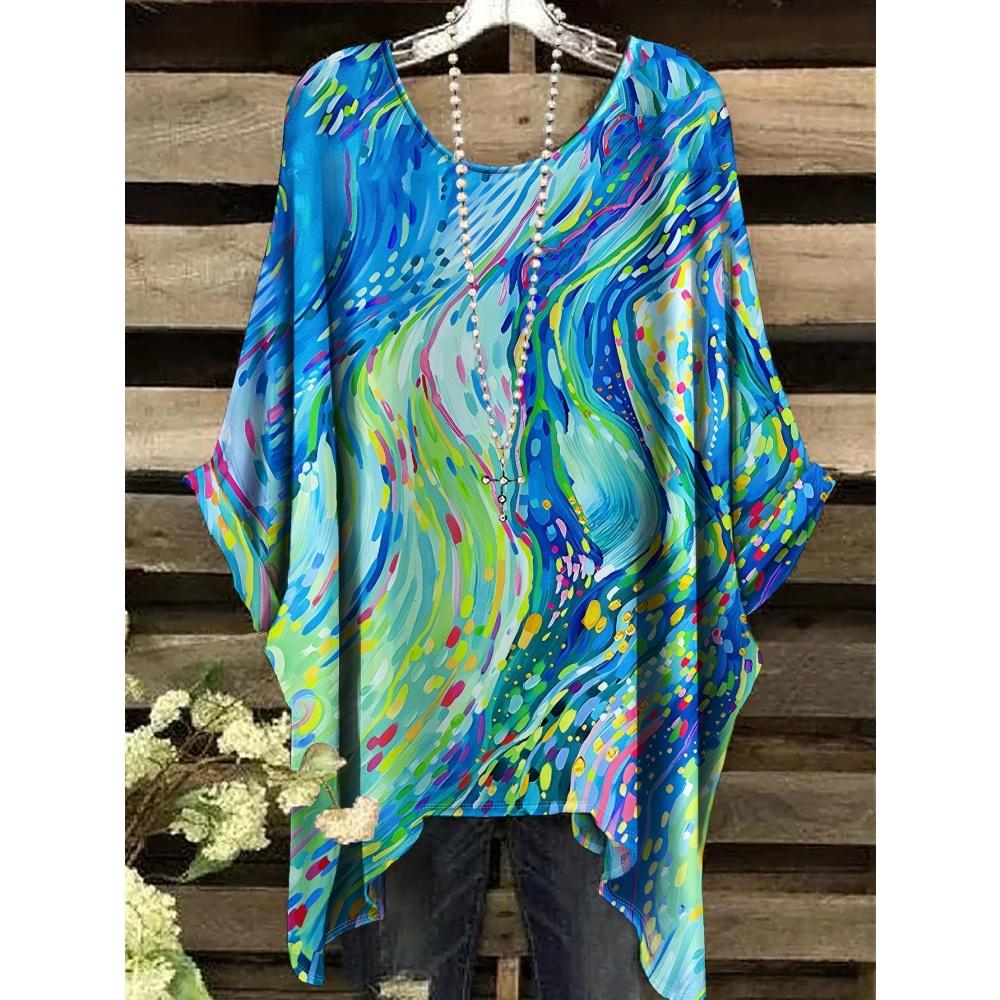New 2025 T-Shirts for Women Gold Marble Print Versatile Machine Summer Comfort Short Sleeve Washable Bohemian Vintage Clothing