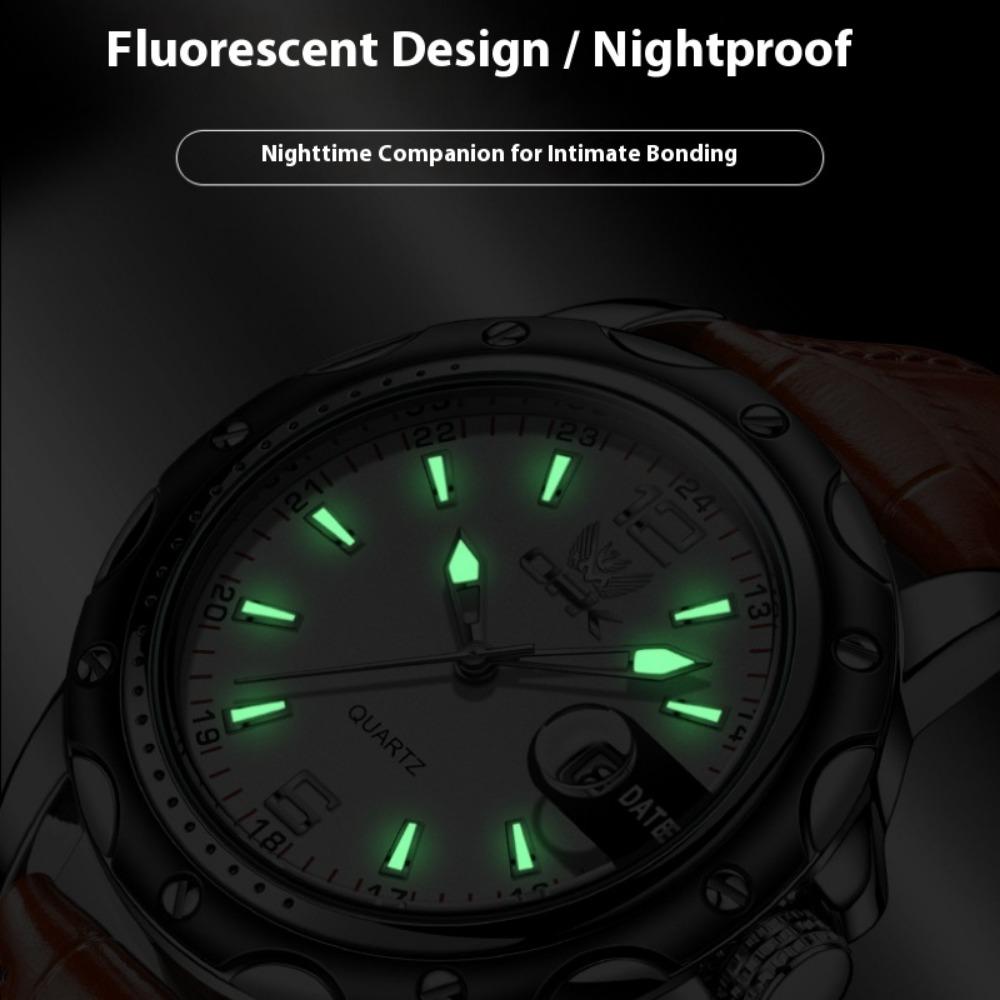 OPK Watch Magnifying Glass Calendar Luminous Men's Belt Sports Watch