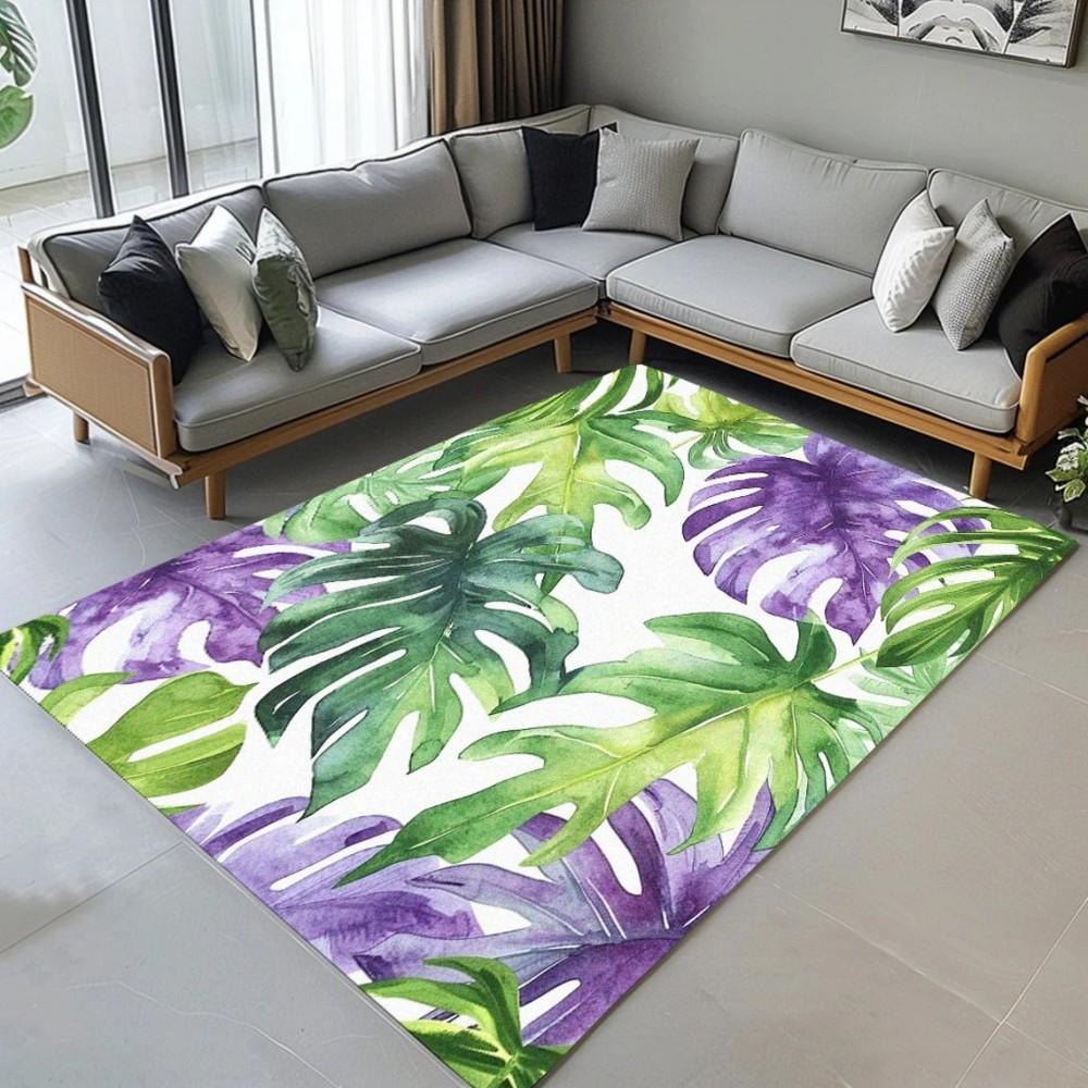 Teppich mit tropischem Blumen- und Blätterdruck für Zuhause, Wohnzimmer, Schlafzimmer, Küche. Weicher Teppich für Küche, Fußmatte, Schlafzimmer, Home Office