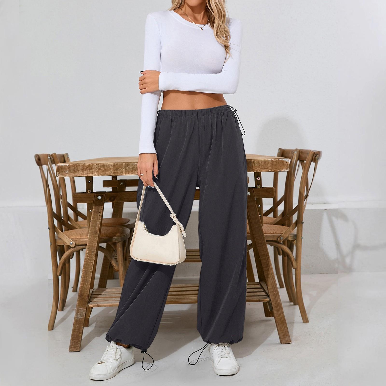 

Женские спортивные штаны Женские мешковатые прямые спортивные штаны с завязками на резинке и поясом Повседневные брюки для бега Женские осенние брюки XXL