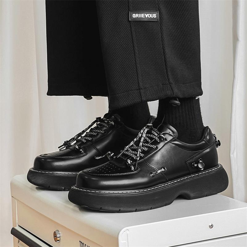 men luxury fashion original leather shoes breathable black trend platform shoe designer youth street sneakers footwear man
