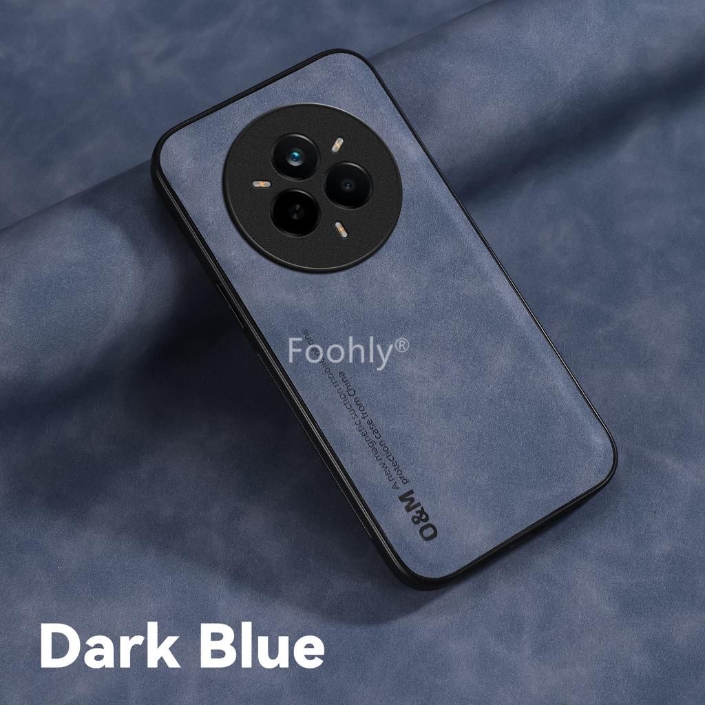 Custodia Magnetica Antiurto per Realme 14 Pro 5G 14 Pro+ Plus Cover Protettiva Guscio Posteriore in Pelle Nabuk Coque Capa Fundas