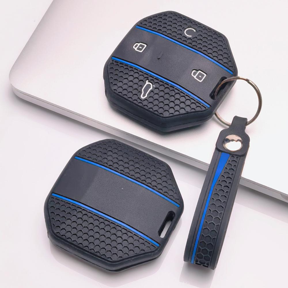 Anti Lost Silicone Keychain Lanyard for Chery JETOUR Freedom Traveler Tiggo with Keychain Honeycomb Texture Racing Stripe Car Key Organizer Accessory