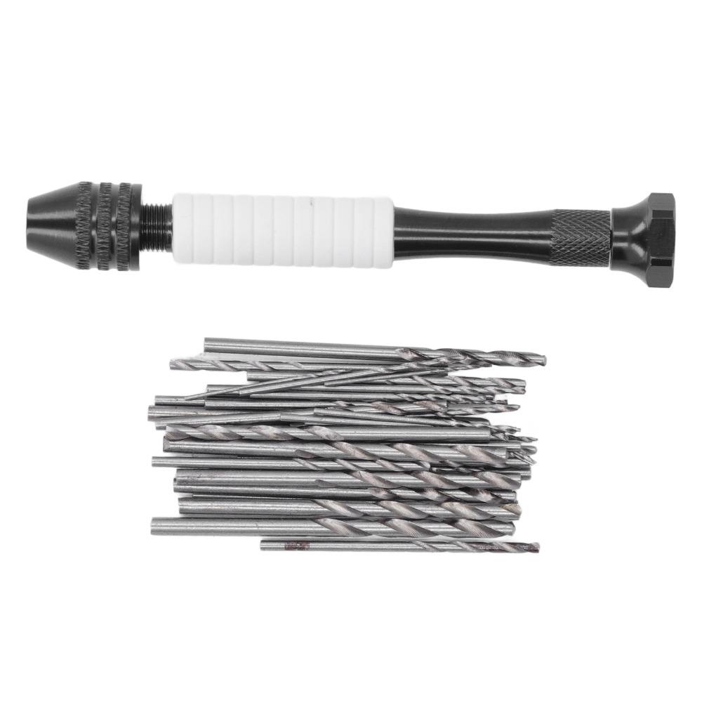 48PCS HSS Micro Twist Bits Pin Vise Hand Drill ABS Twist Drills Mini Hand Drill  Wood Drilling
