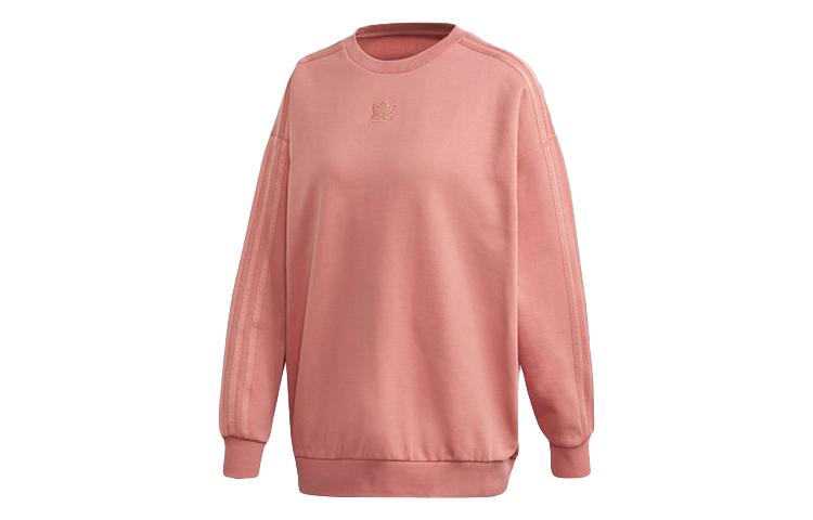 Adidas Originals Sweatshirts Women s Smoke Gray Pink Crew Neck Moderate Regular GM6696 32