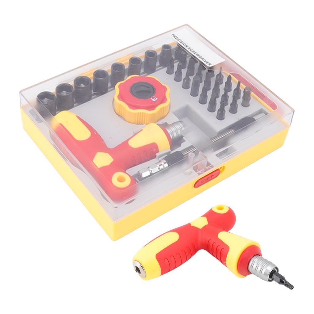 34Pcs Ratchet Screwdriver Set High Hardness Steel Appliances Repair Tool Kit with Extension Rod for