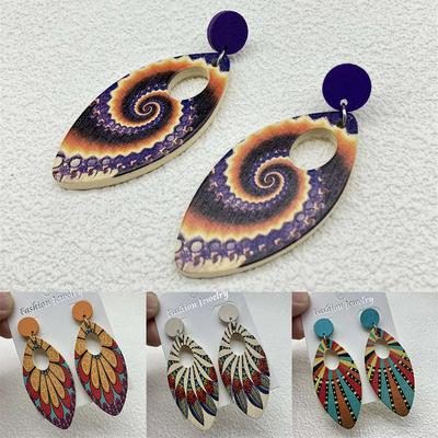 Biżuteria retro Ozdoba Kolczyki Drewniane Kolczyki Styl boho Literatura i sztuka Geometria