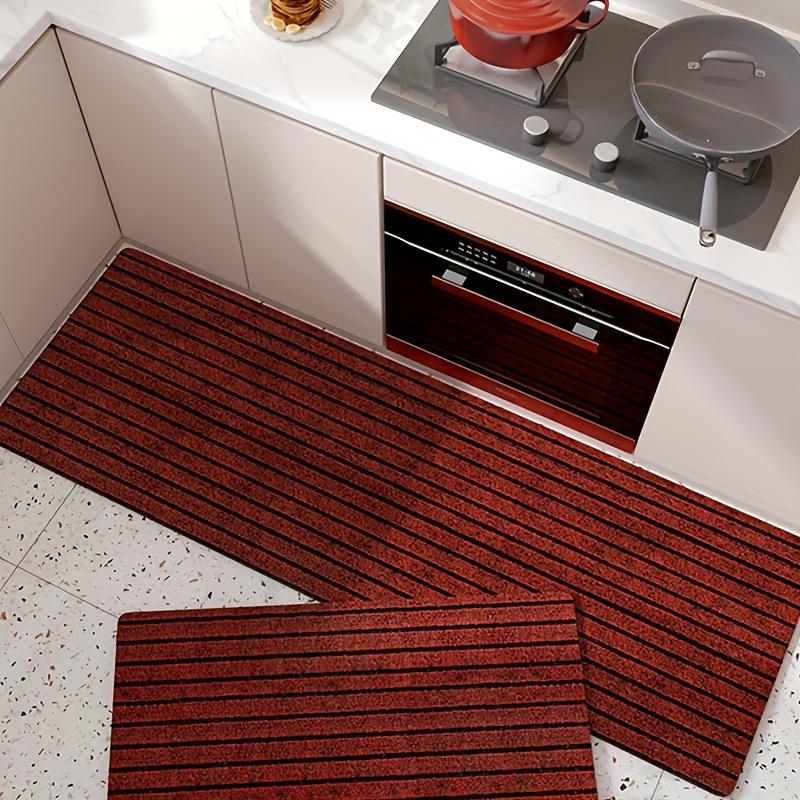 40cmx3m DIY Solid Color Striped Kitchen Door Mat Floor Mat Room Decoration Self-adhesive Non-slip Carpet Home Decor Hallway Rug