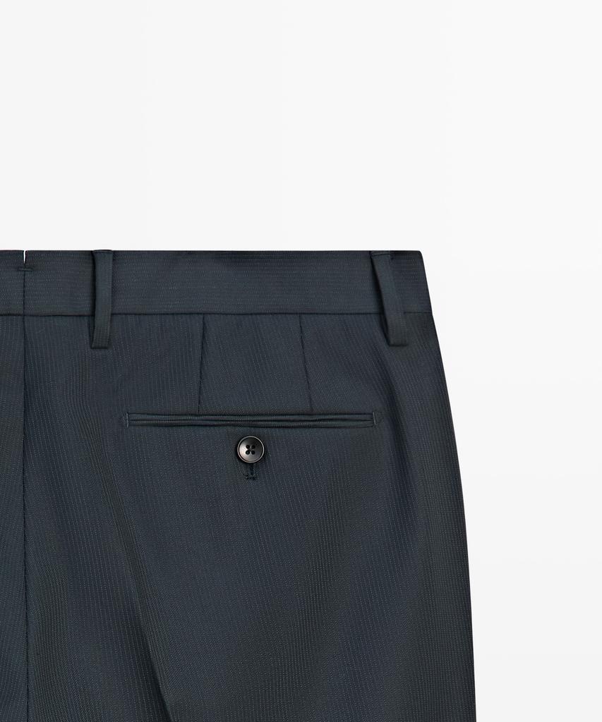 Masimodutti Striped Wool Blend Suit Pants