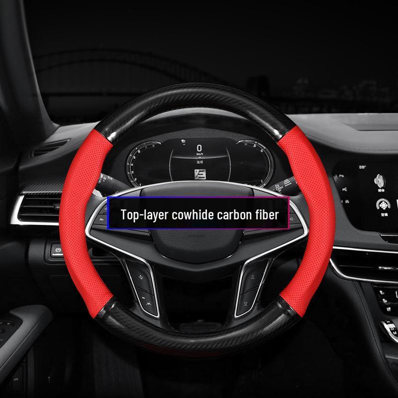 Toyota WISH Xiaobawang Leather Steering Wheel Cover for 2011 10/20 Series with Carbon Fiber Handle