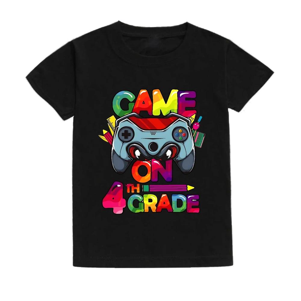 Game On First Grade Shirt Back To School Tee for Gamers 1st Day of School for Boys Truck Print Summer Kids Short Sleeves Top