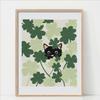 Cute Cat Print Poster Simple Cat Lines Love Sunflower Cat Wrestling Cat Cat Lover Gift Home Bedroom Living Room Office Decor